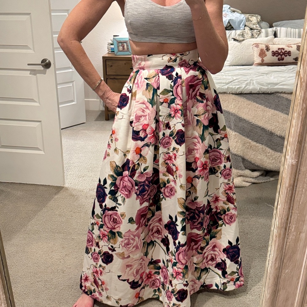 Eliza J Floral Maxi Skirt cocktail wedding garden spring